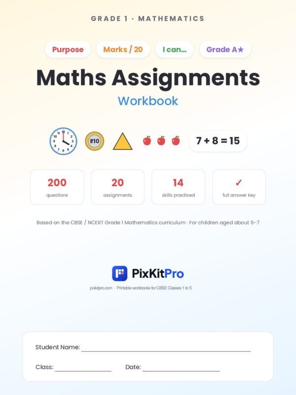 CBSE Class 1 Maths: Assignments Workbook – cover
