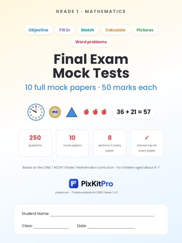 CBSE Class 1 Maths: Final Exam Mock Tests – cover