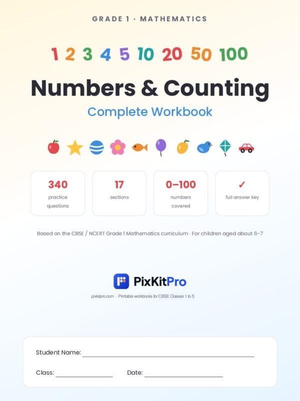 CBSE Class 1 Maths: Numbers & Counting Workbook – cover