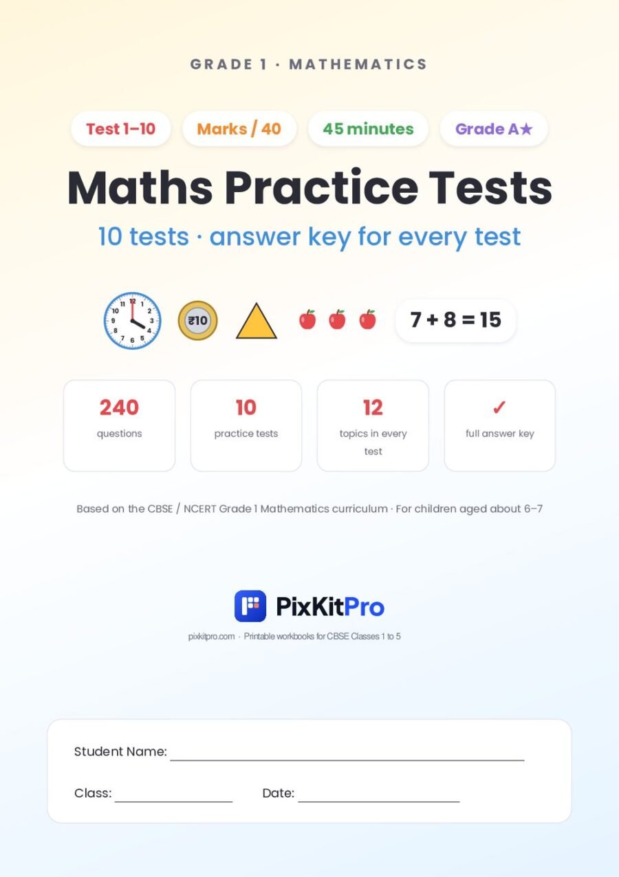 CBSE Class 1 Maths: Practice Tests – cover