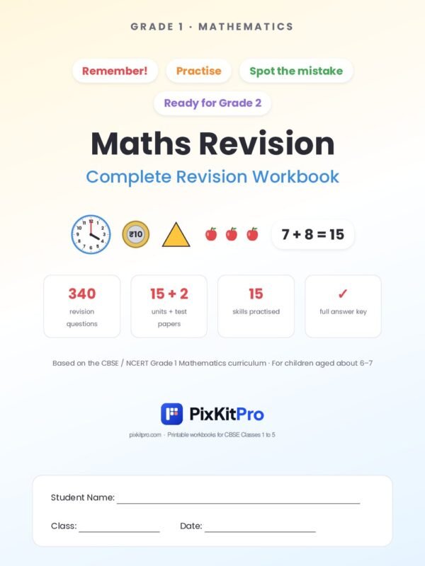 CBSE Class 1 Maths: Revision Workbook – cover