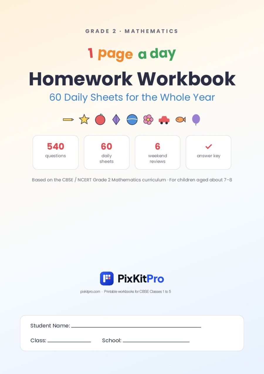 CBSE Class 2 Maths: Homework Workbook (60 Daily Sheets) – cover