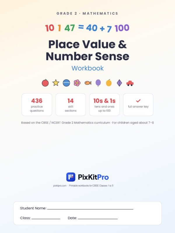 CBSE Class 2 Maths: Place Value & Number Sense Workbook – cover
