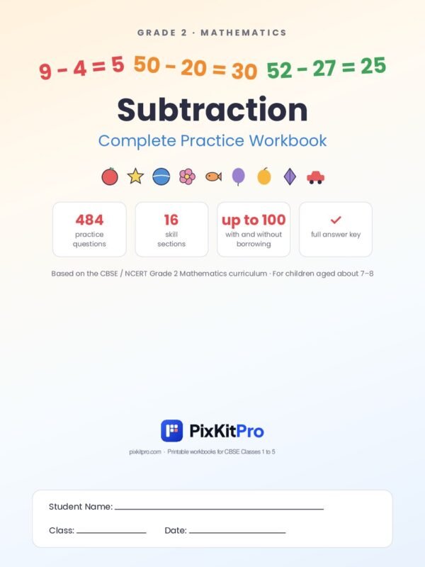 CBSE Class 2 Maths: Subtraction Workbook – cover