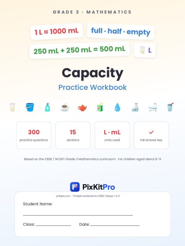 CBSE Class 3 Maths: Capacity Workbook – cover