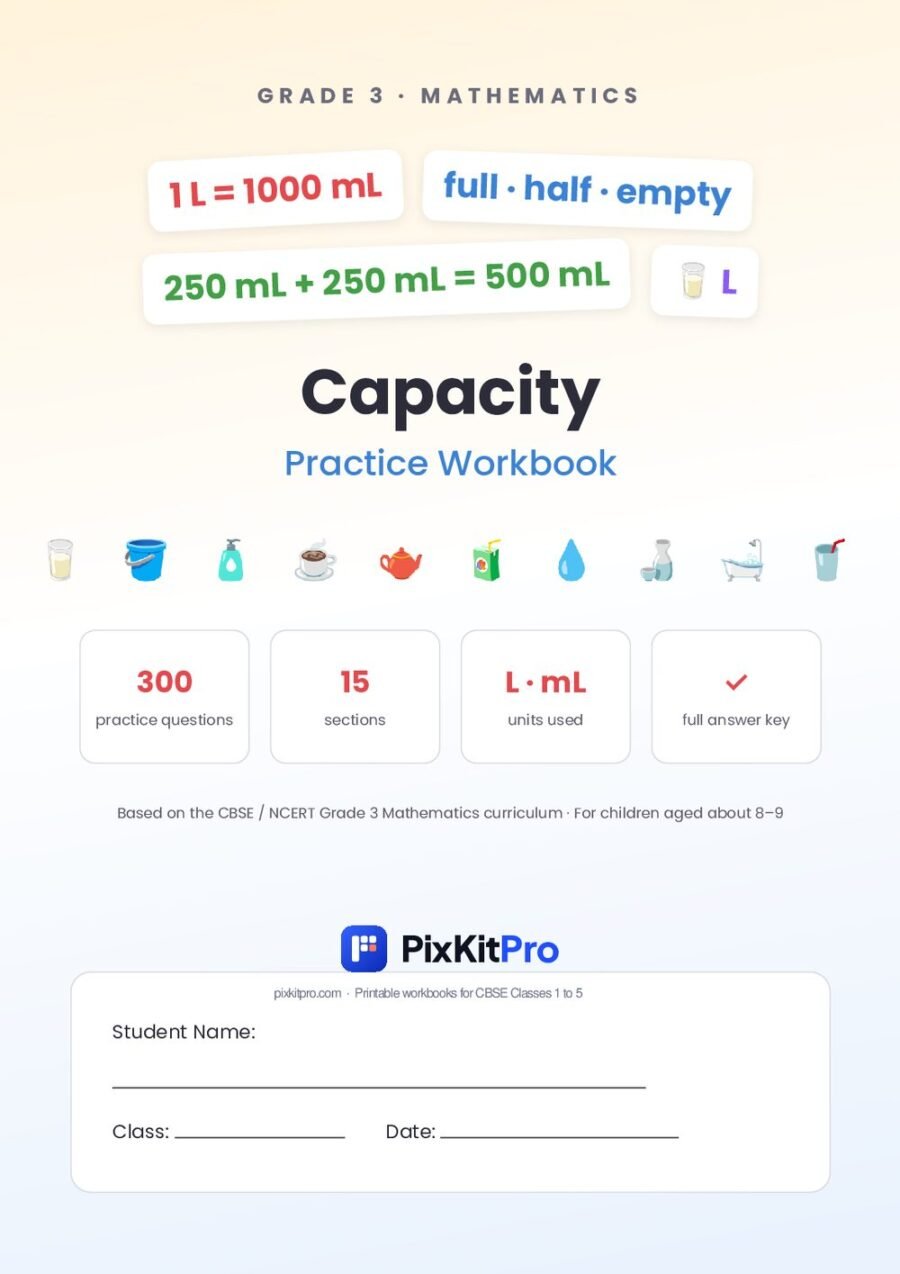 CBSE Class 3 Maths: Capacity Workbook – cover
