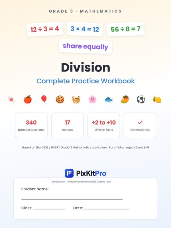 CBSE Class 3 Maths: Division Workbook – cover