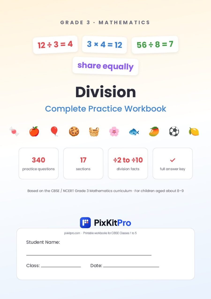 CBSE Class 3 Maths: Division Workbook – cover