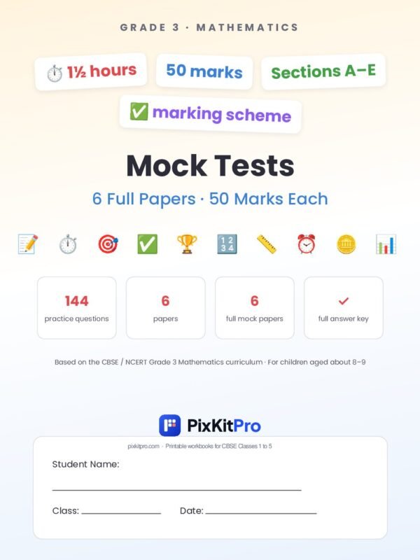 CBSE Class 3 Maths: Final Exam Mock Tests (5 Papers) – cover