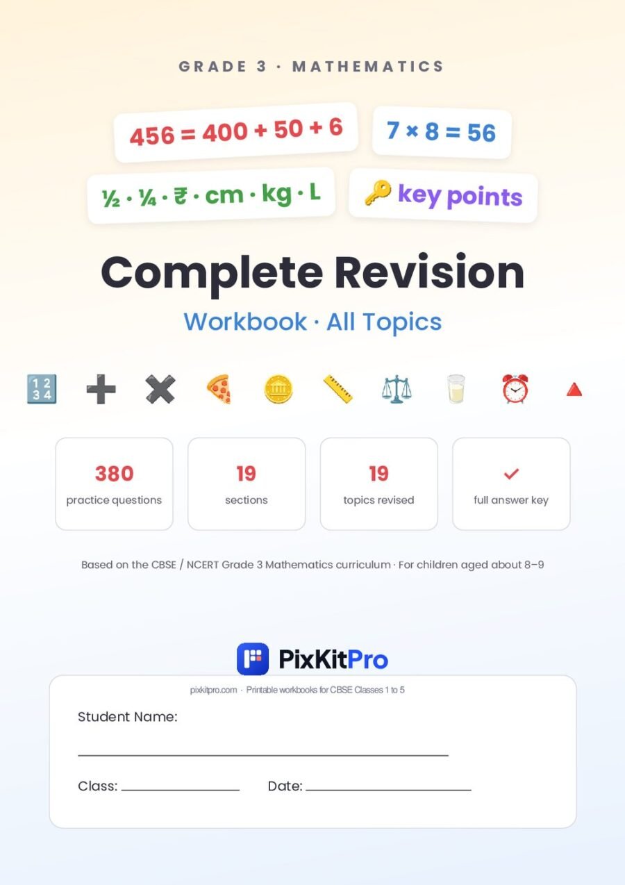 CBSE Class 3 Maths: Revision Workbook (All Topics) – cover