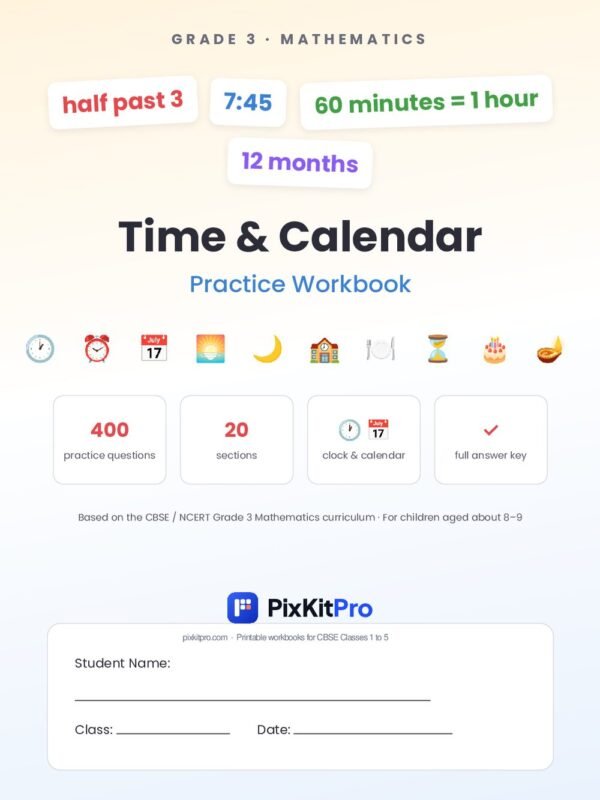CBSE Class 3 Maths: Time & Calendar Workbook – cover