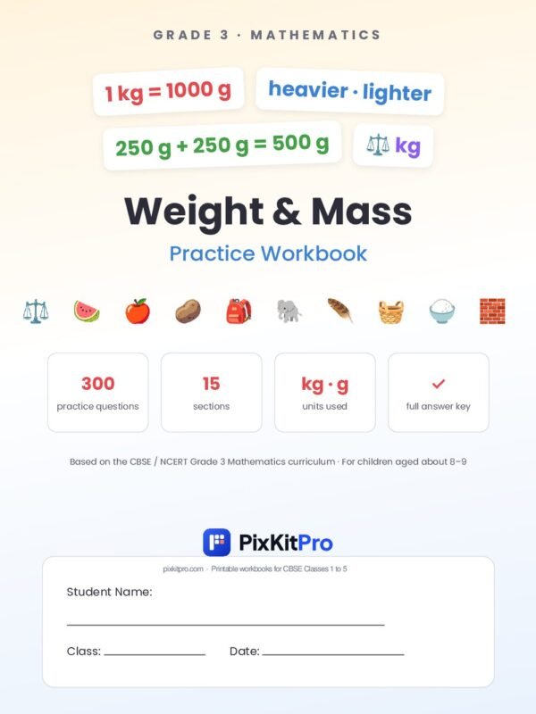 CBSE Class 3 Maths: Weight & Mass Workbook – cover