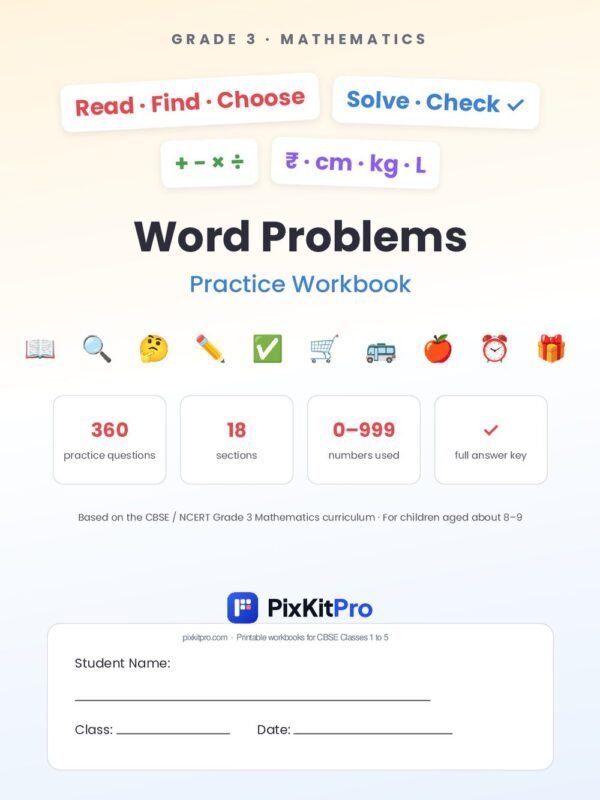 CBSE Class 3 Maths: Word Problems Workbook – cover