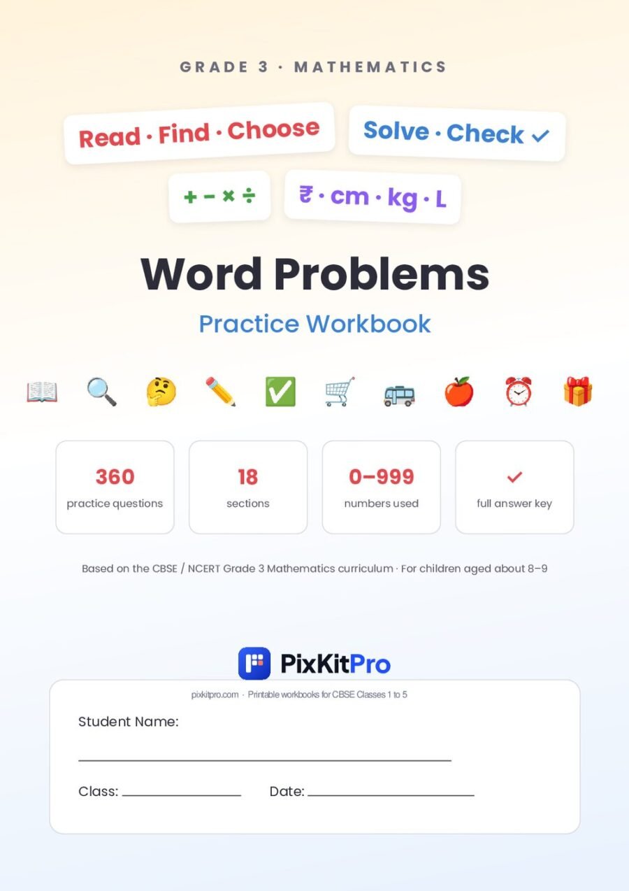 CBSE Class 3 Maths: Word Problems Workbook – cover