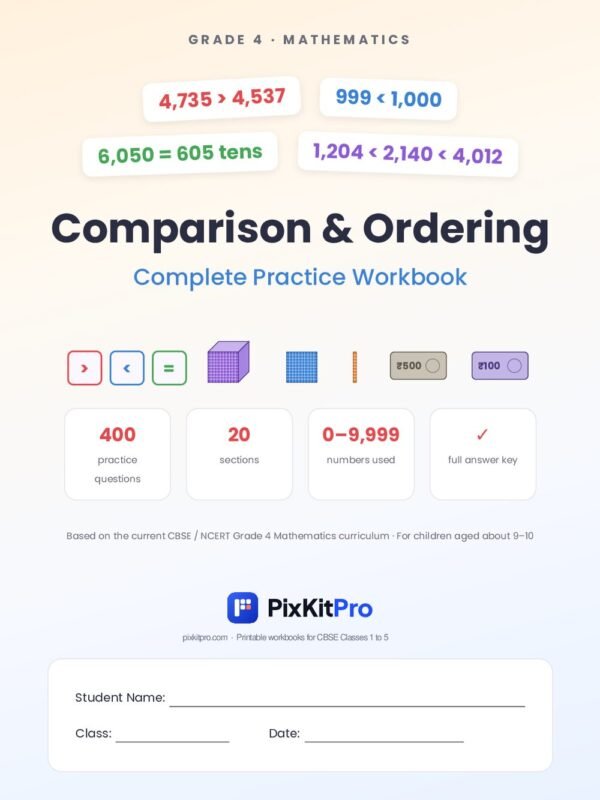 CBSE Class 4 Maths: Comparison & Ordering Workbook – cover