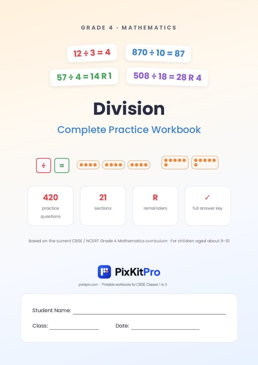 CBSE Class 4 Maths: Division Workbook – cover