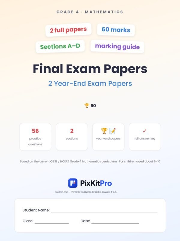 CBSE Class 4 Maths: Final Exam Papers (2 Papers) – cover