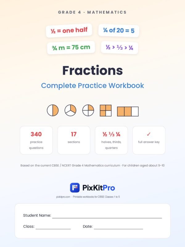 CBSE Class 4 Maths: Fractions Workbook – cover
