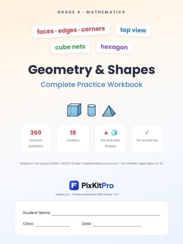 CBSE Class 4 Maths: Geometry & Shapes Workbook – cover