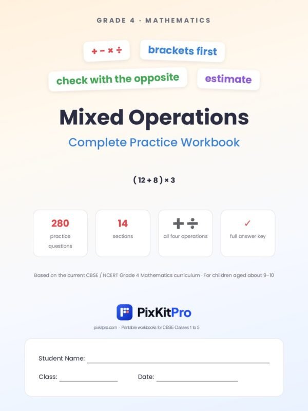CBSE Class 4 Maths: Mixed Operations Workbook – cover