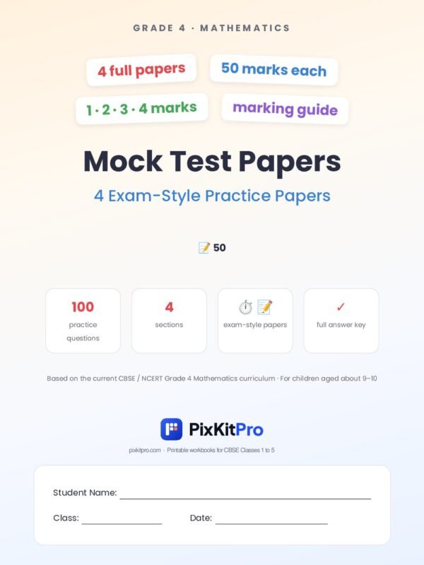 CBSE Class 4 Maths: Mock Test Papers (4 Papers) – cover