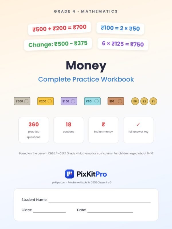 CBSE Class 4 Maths: Money Workbook – cover