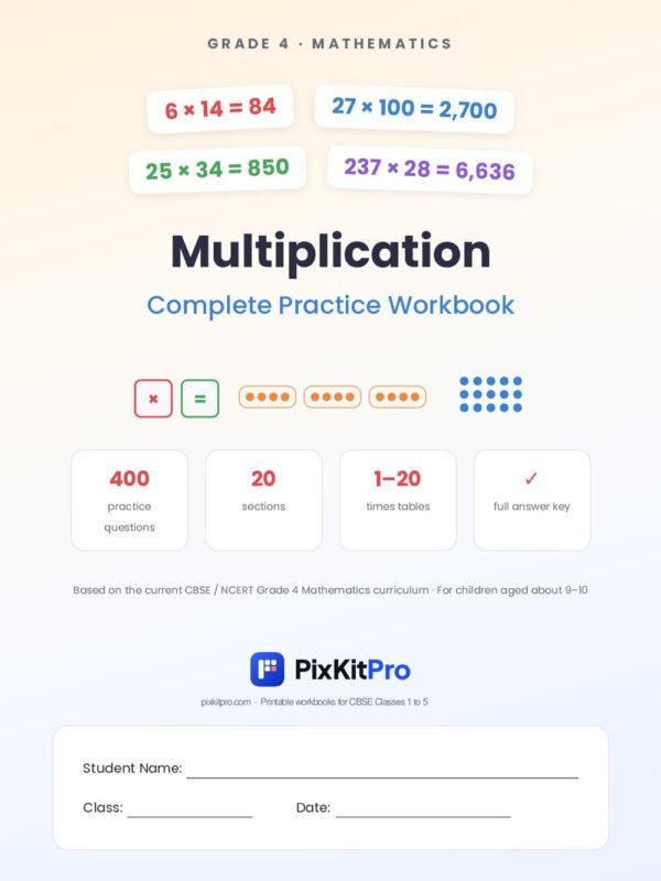 CBSE Class 4 Maths: Multiplication Workbook – cover