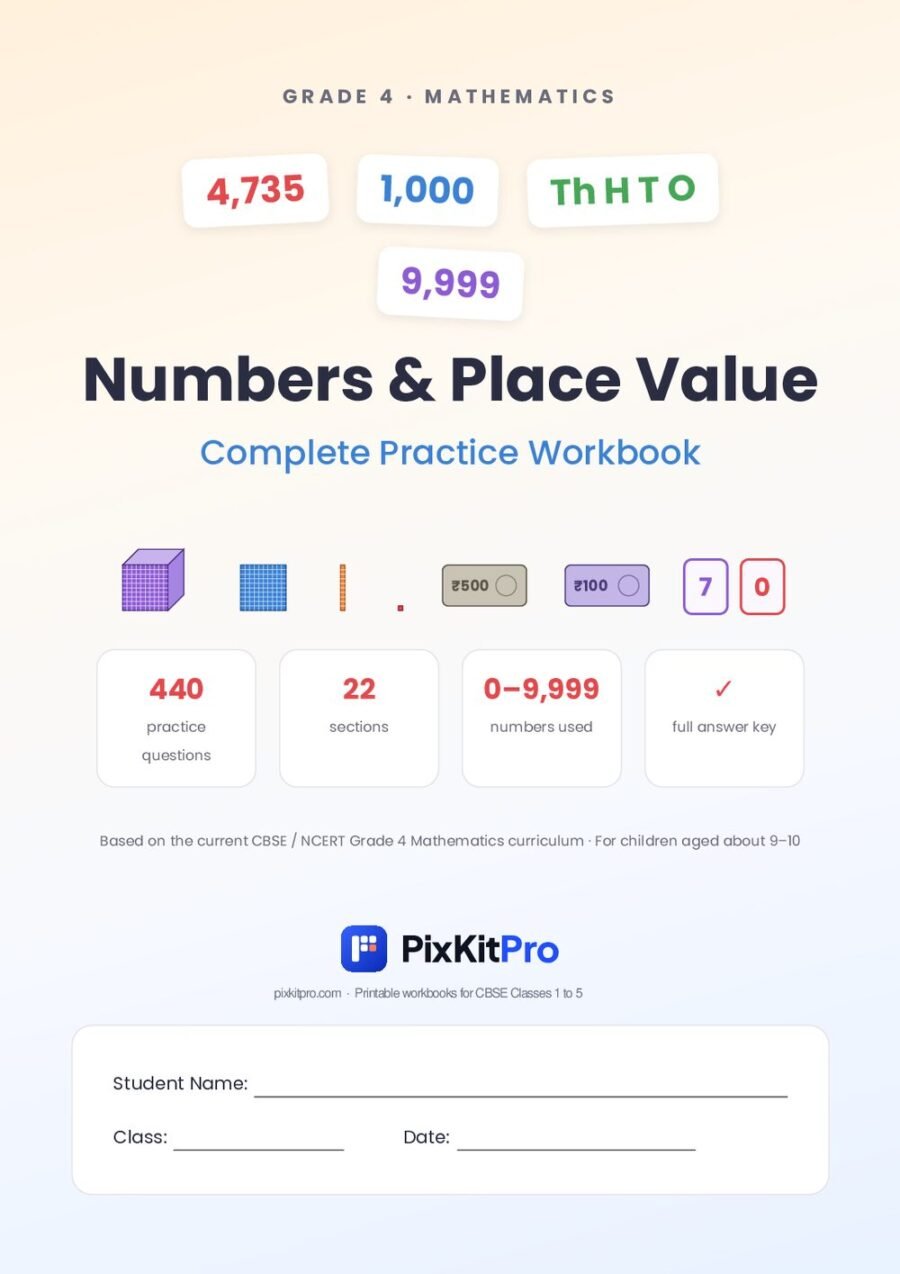 CBSE Class 4 Maths: Numbers & Place Value Workbook – cover