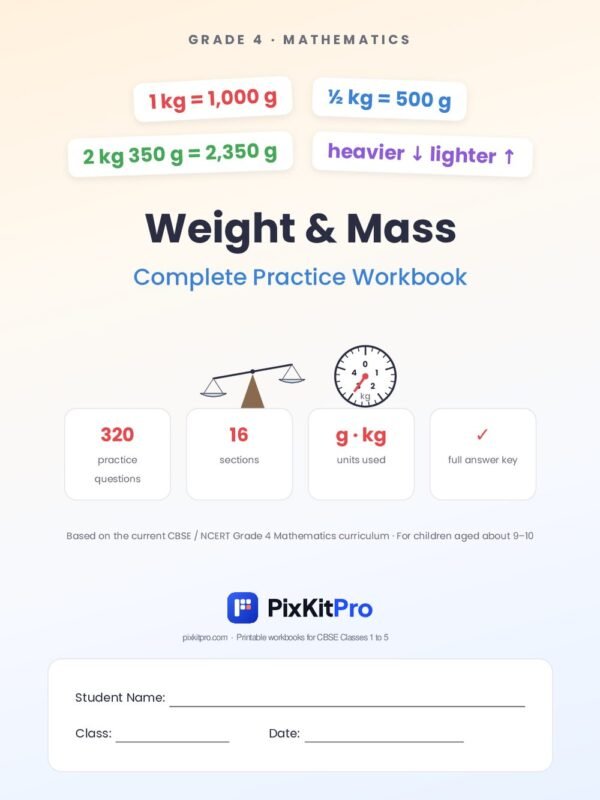 CBSE Class 4 Maths: Weight & Mass Workbook – cover