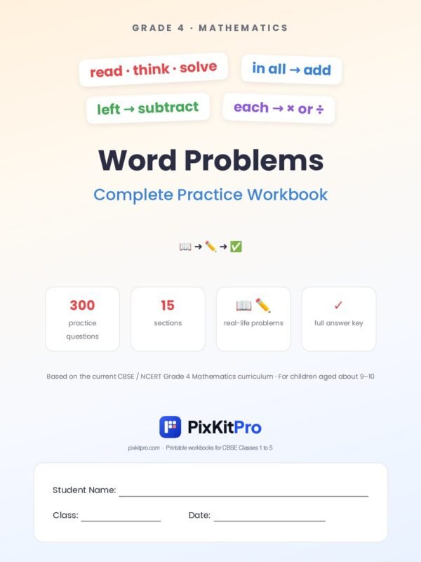 CBSE Class 4 Maths: Word Problems Workbook – cover