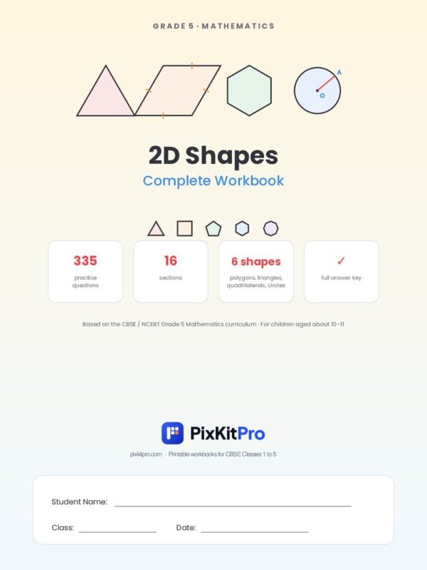 CBSE Class 5 Maths: 2D Shapes Workbook – cover