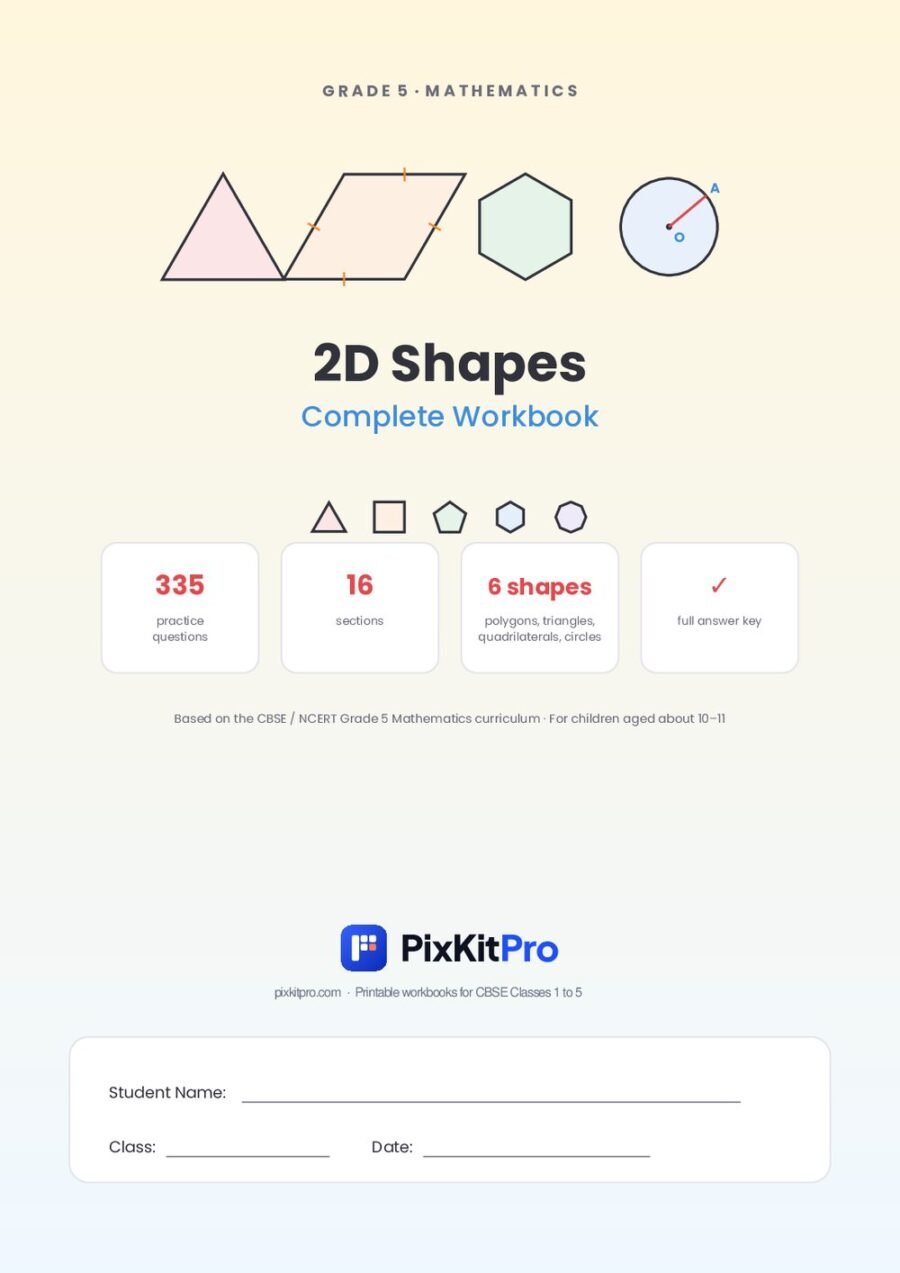CBSE Class 5 Maths: 2D Shapes Workbook – cover