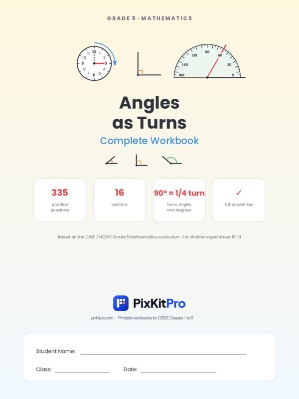 CBSE Class 5 Maths: Angles as Turns Workbook – cover