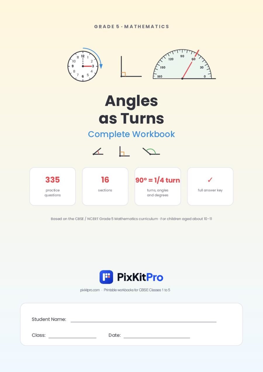 CBSE Class 5 Maths: Angles as Turns Workbook – cover