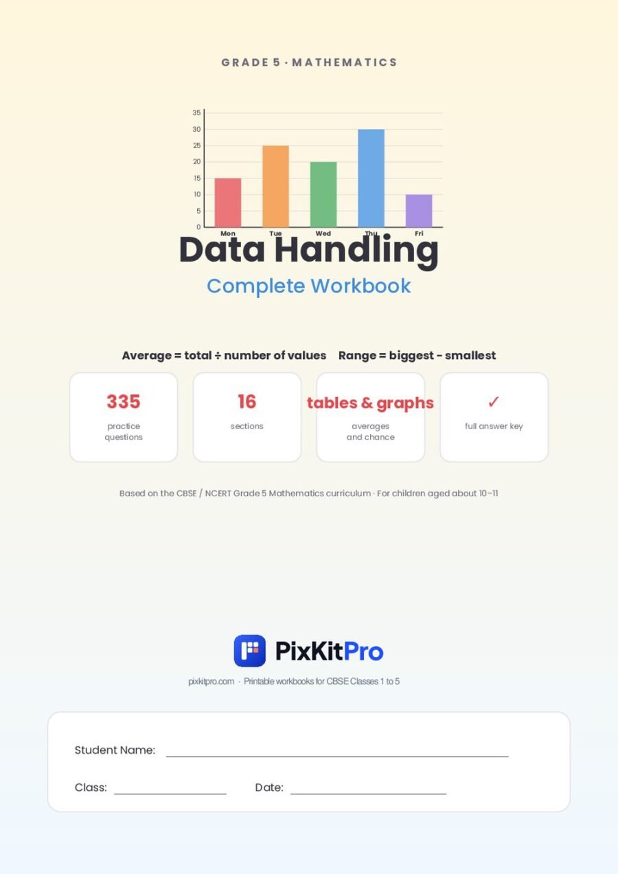 CBSE Class 5 Maths: Data Handling Workbook – cover