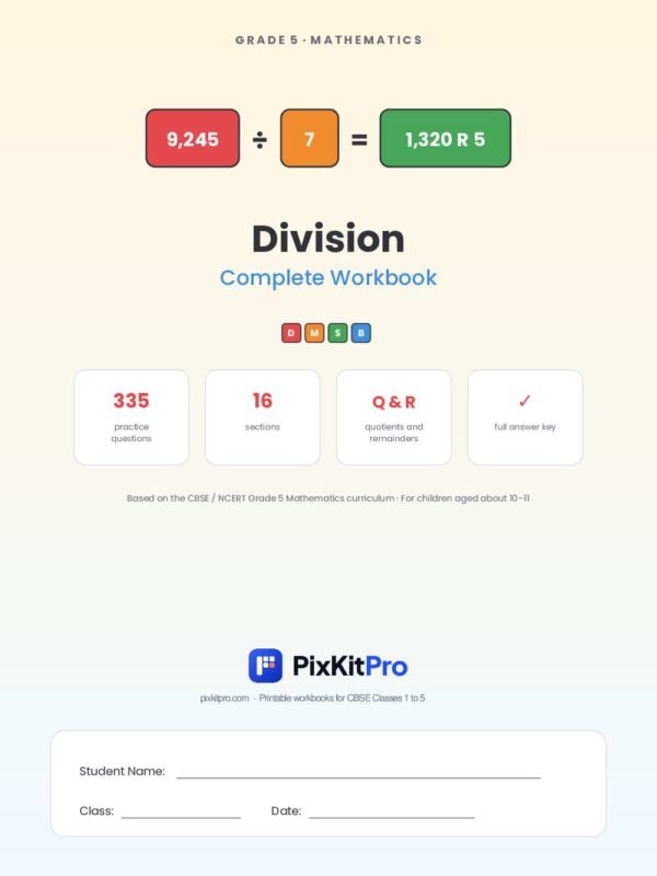 CBSE Class 5 Maths: Division Workbook – cover