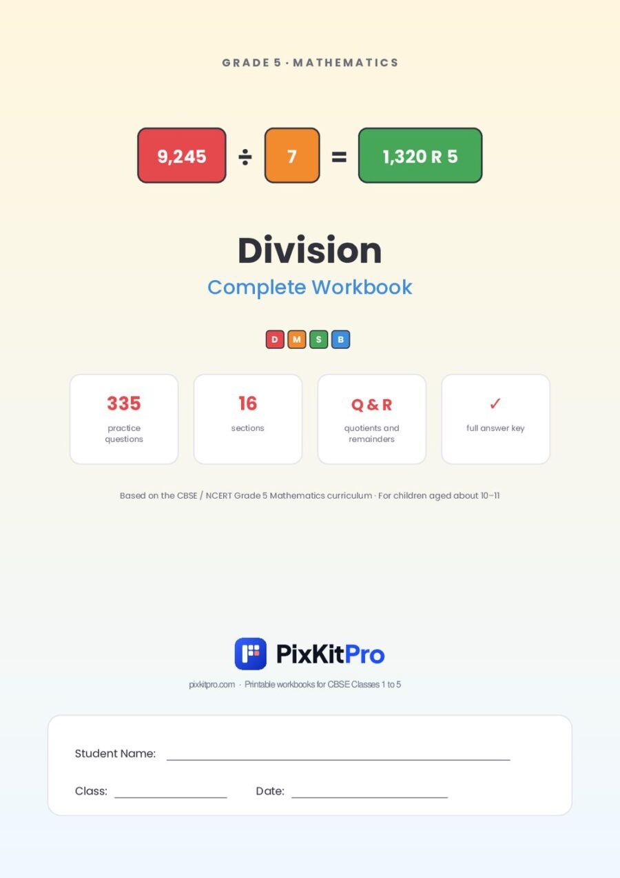 CBSE Class 5 Maths: Division Workbook – cover