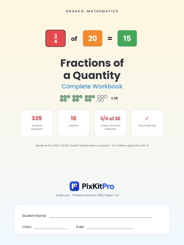 CBSE Class 5 Maths: Fractions of a Quantity Workbook – cover
