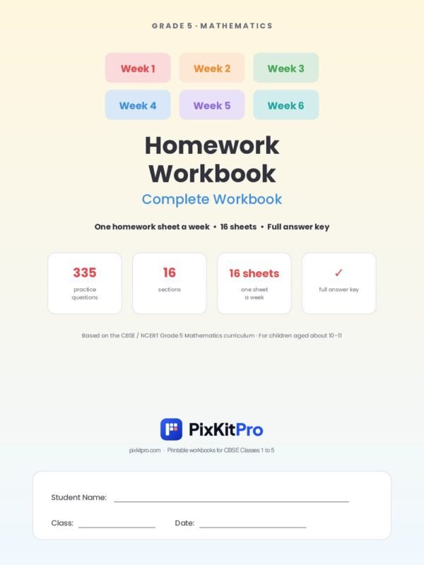 CBSE Class 5 Maths: Homework Workbook – cover