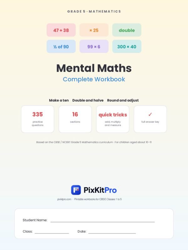 CBSE Class 5 Maths: Mental Maths Workbook – cover