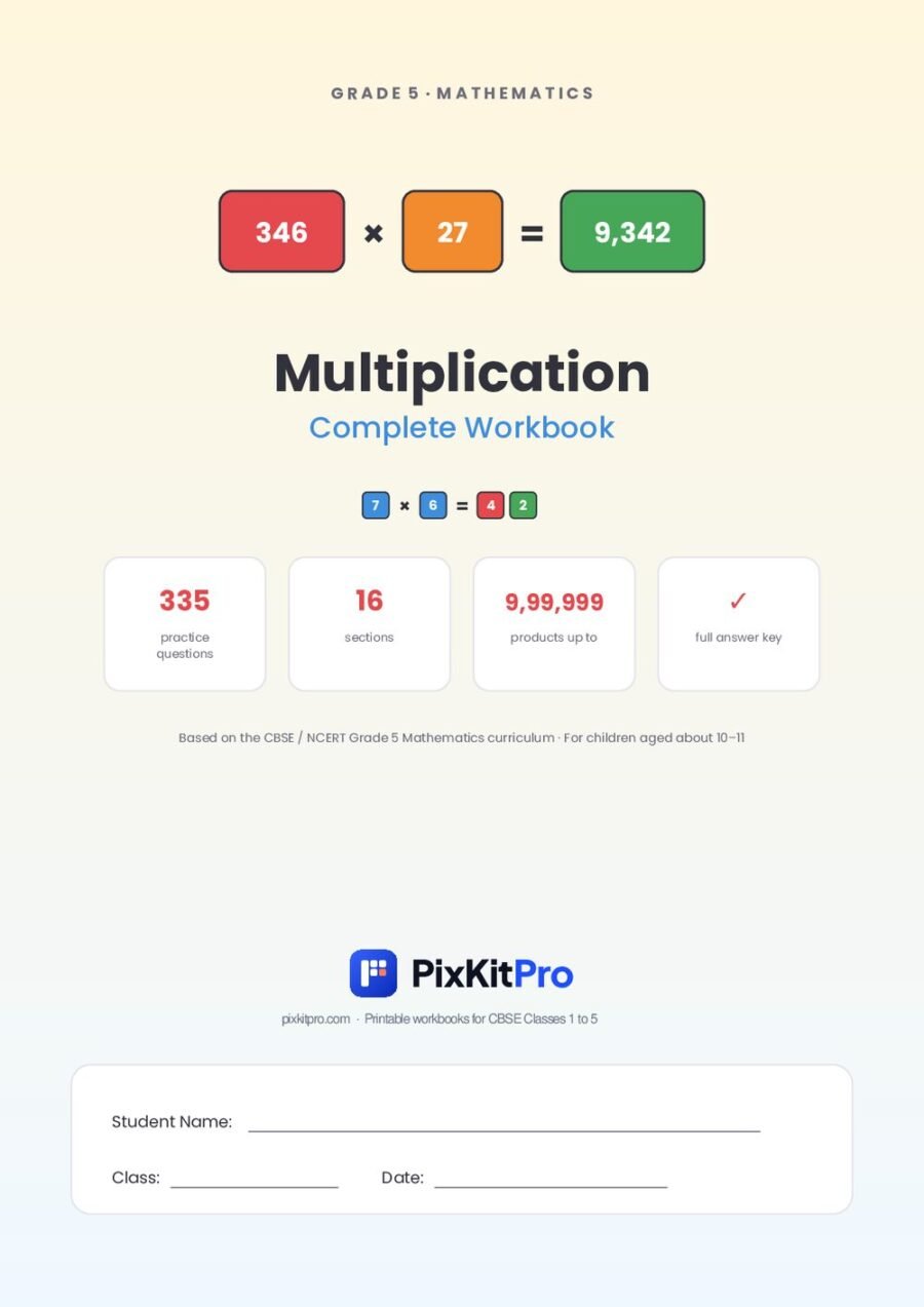 CBSE Class 5 Maths: Multiplication Workbook – cover