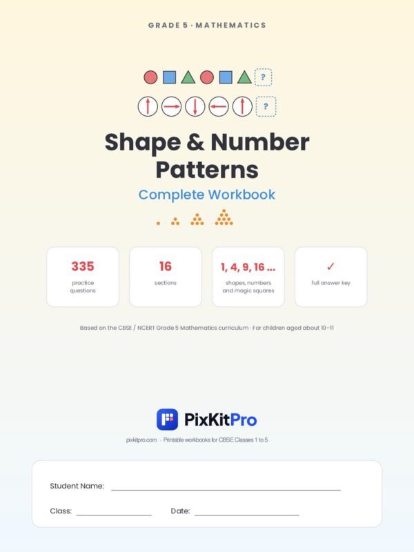 CBSE Class 5 Maths: Shape & Number Patterns Workbook – cover