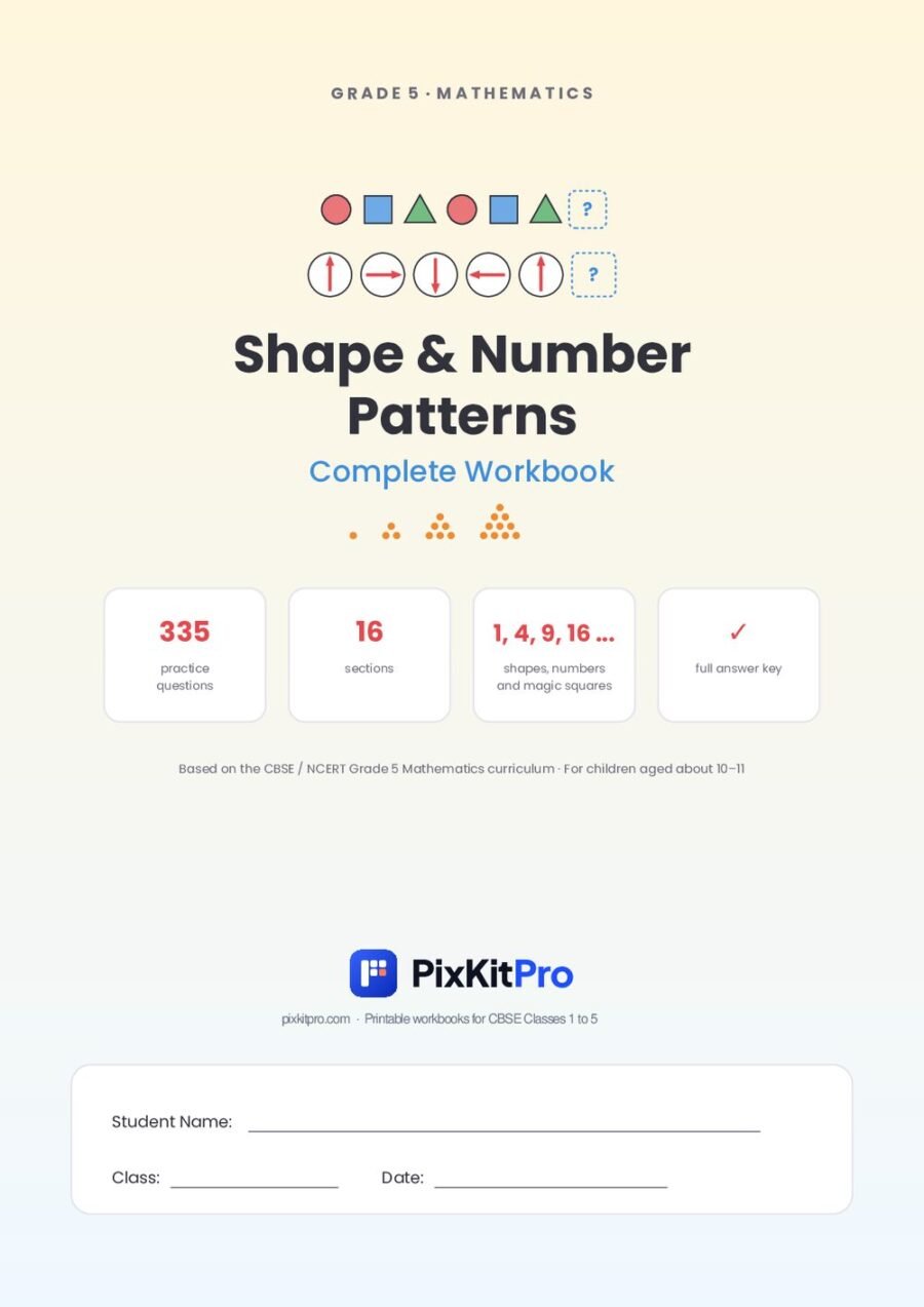 CBSE Class 5 Maths: Shape & Number Patterns Workbook – cover