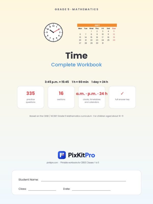 CBSE Class 5 Maths: Time Workbook – cover