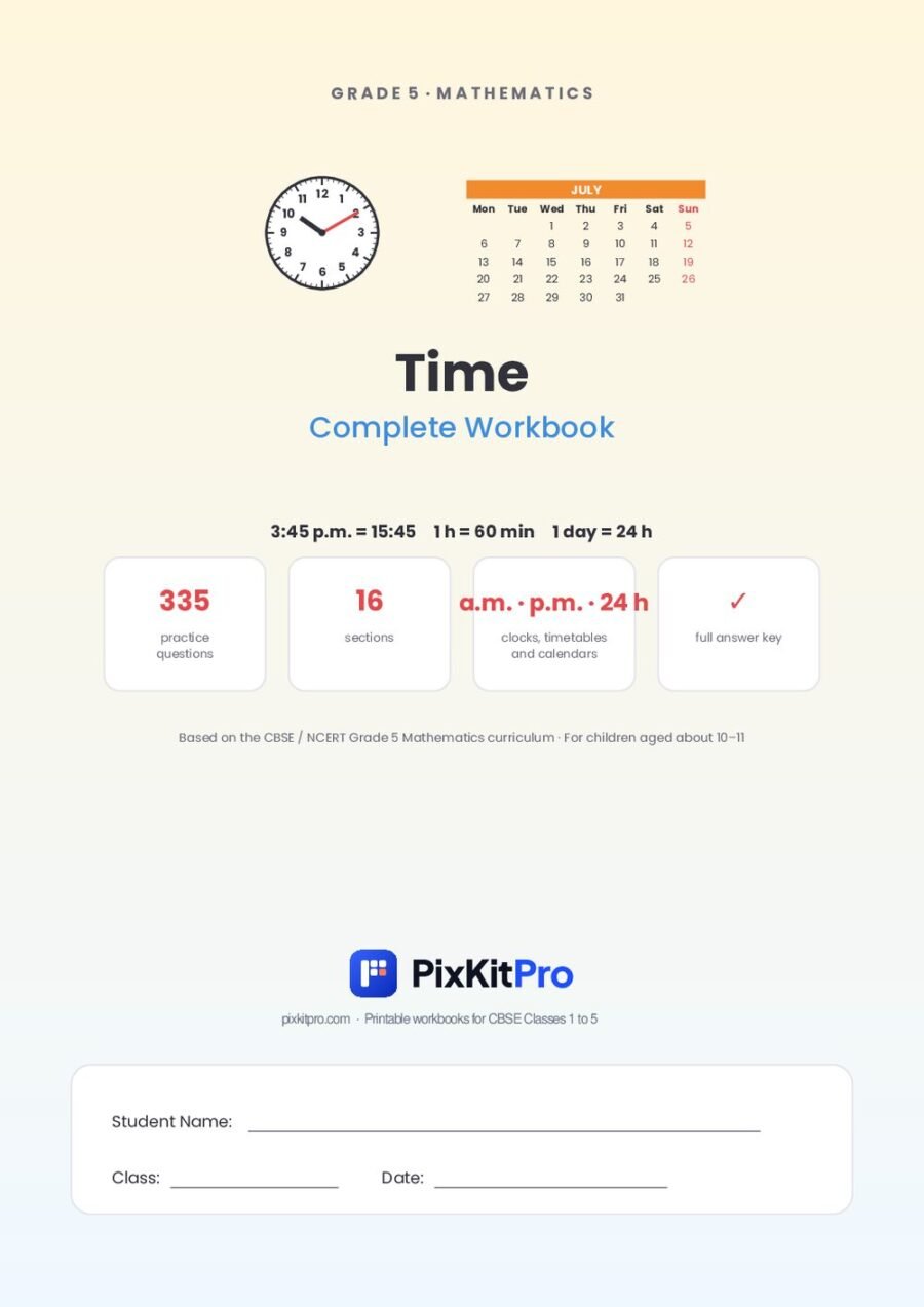 CBSE Class 5 Maths: Time Workbook – cover