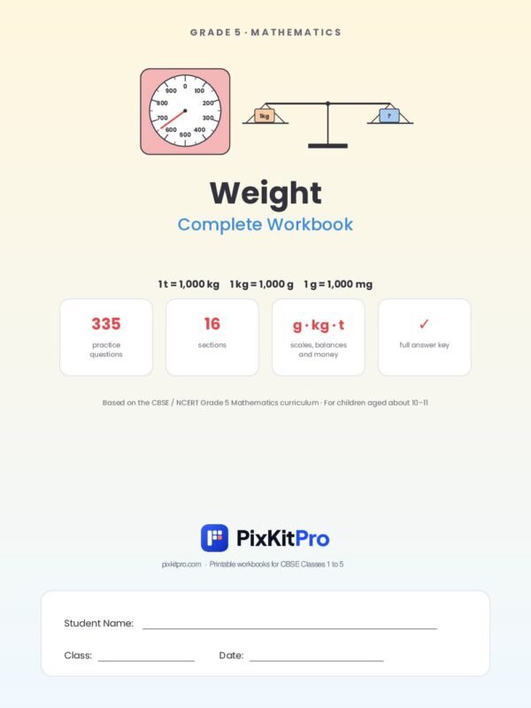 CBSE Class 5 Maths: Weight Workbook – cover