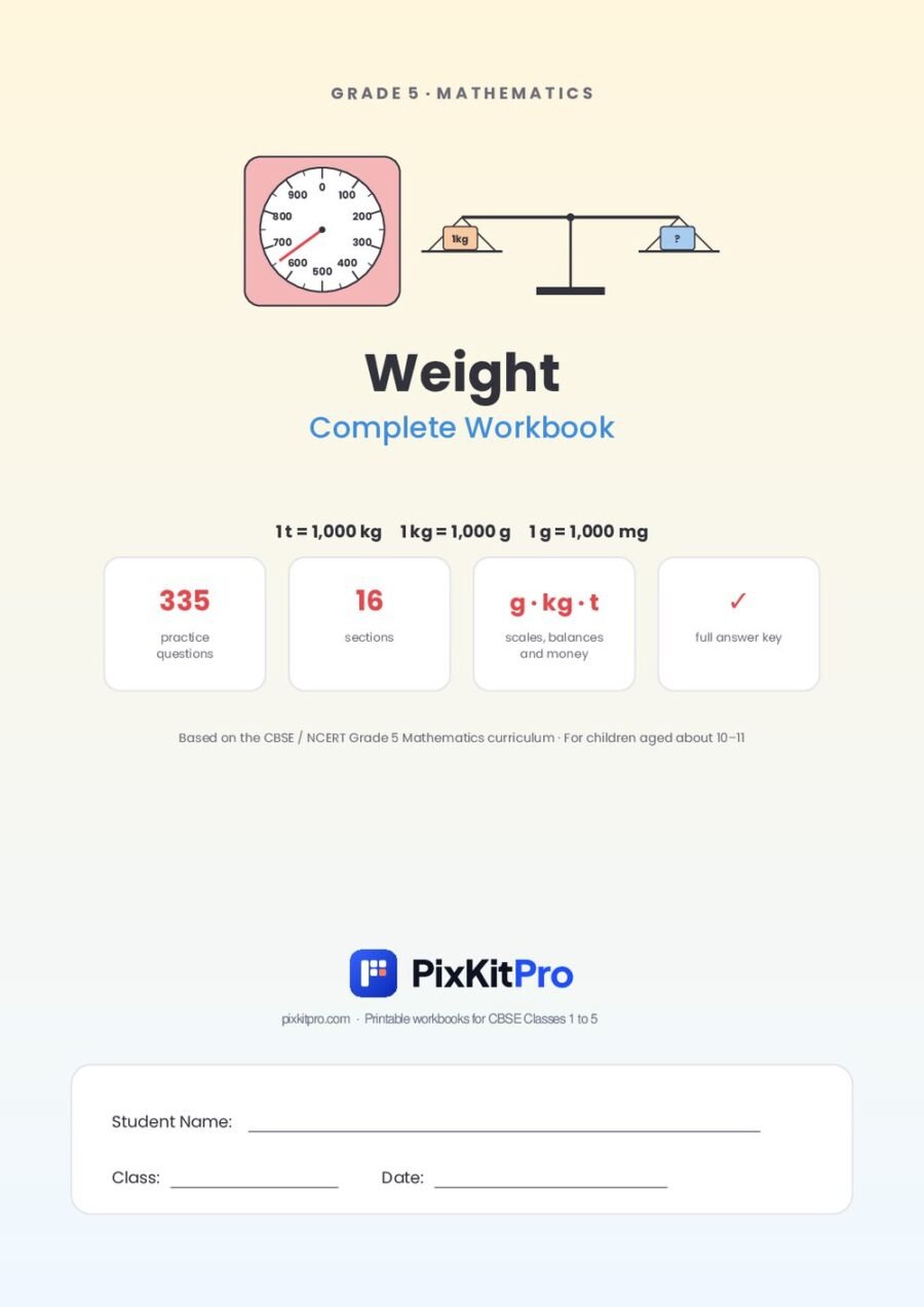 CBSE Class 5 Maths: Weight Workbook – cover