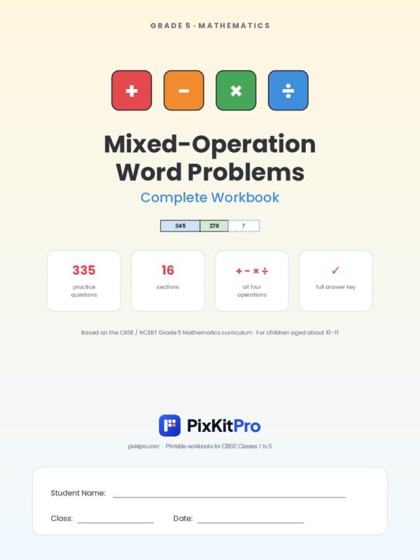 CBSE Class 5 Maths: Mixed-Operation Word Problems Workbook – cover